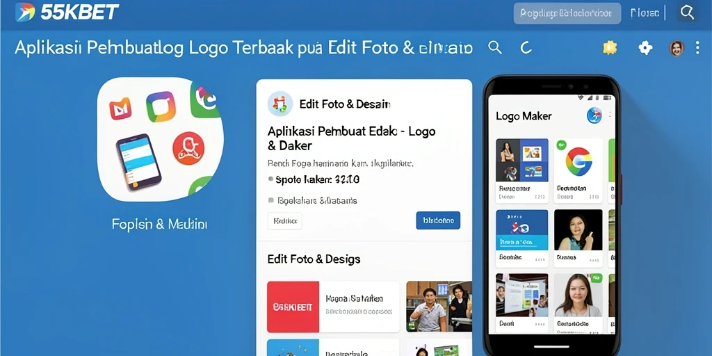 Antarmuka pengguna 55KBET dengan alat desain logo yang lengkap.