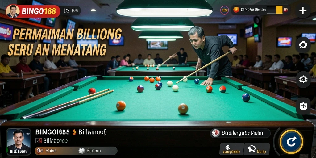 Antarmuka BINGO188 dengan tampilan meja billiard yang menarik.
