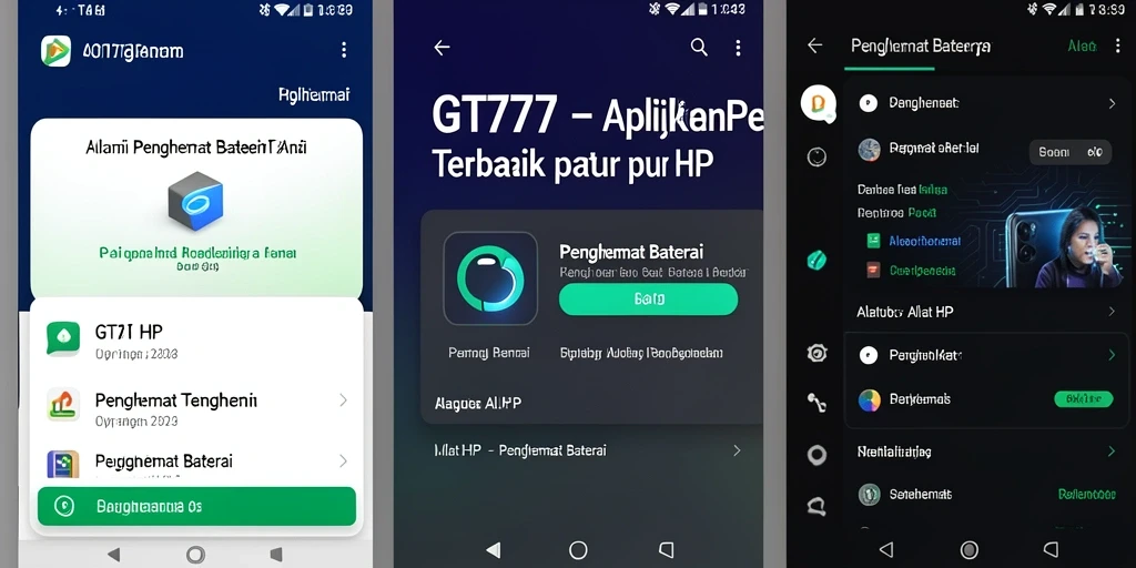Tampilan antarmuka pengguna GT777 untuk pengaturan Penghemat Baterai.