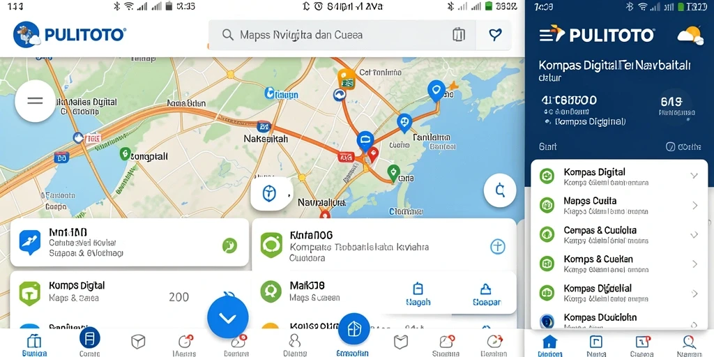 Antarmuka PULITOTO untuk navigasi dan informasi cuaca.