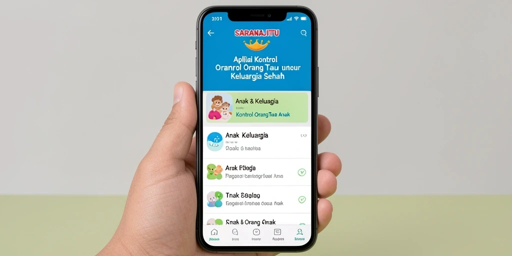 Antarmuka aplikasi SARANAJITU untuk kontrol orang tua yang intuitif.