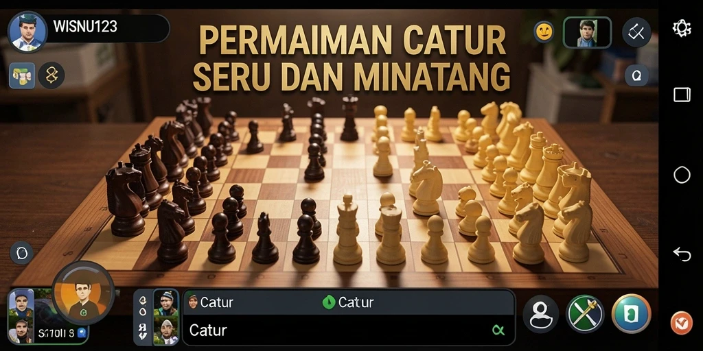 Tampilan antarmuka permainan Catur WISNU123 yang menarik.